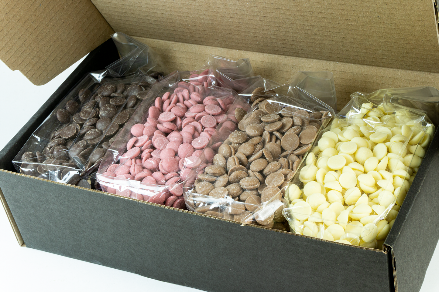 Choco-Drops, 4 x 600g (Milk, Dark, White, Ruby)
