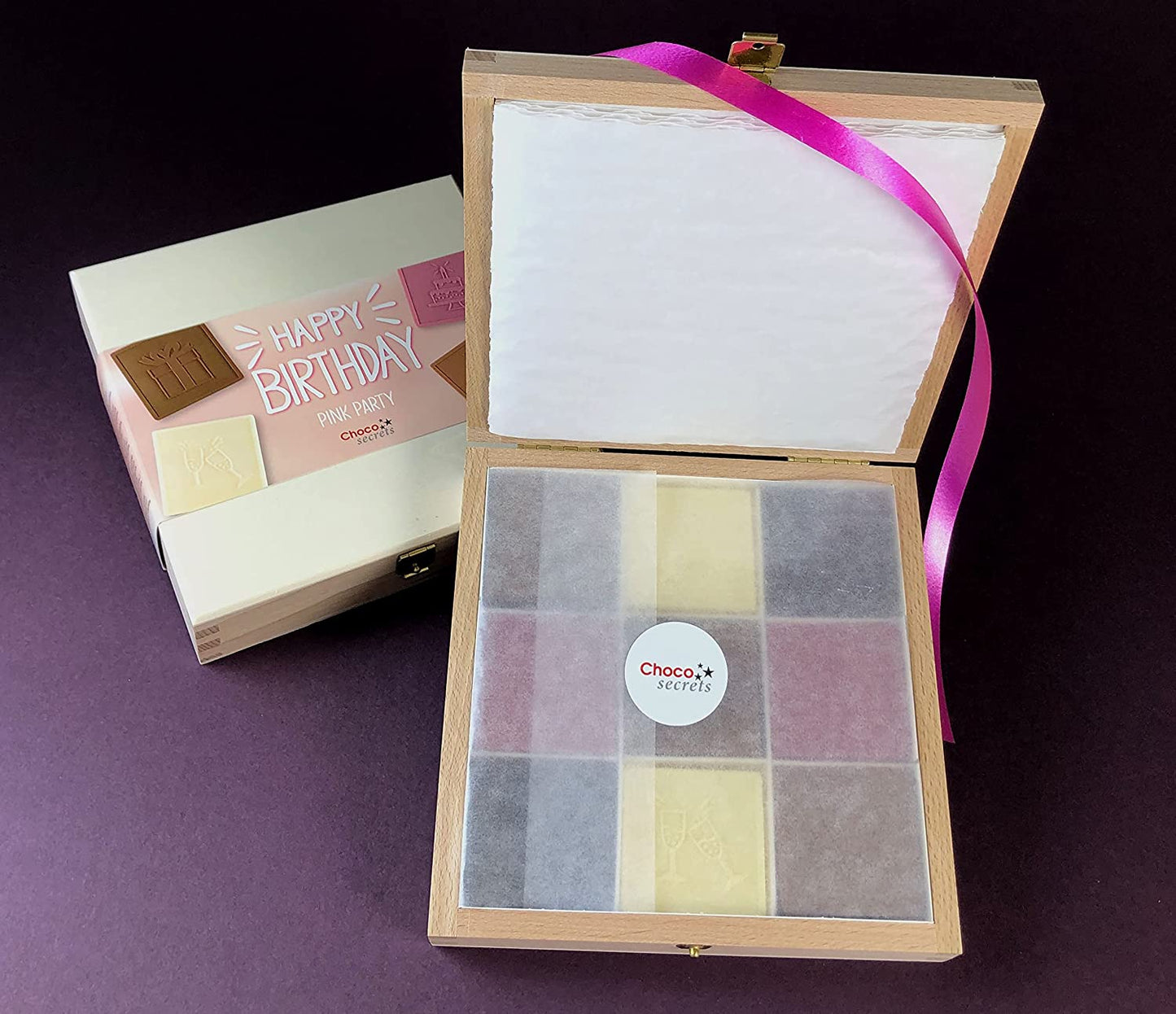 Caja de Cumpleaños de Chocolate "Happy Birthday - Pink Party"