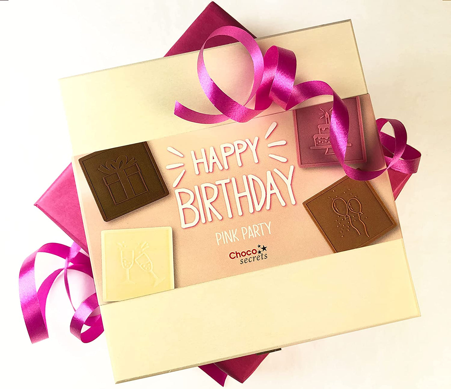 Caja de Cumpleaños de Chocolate "Happy Birthday - Pink Party"