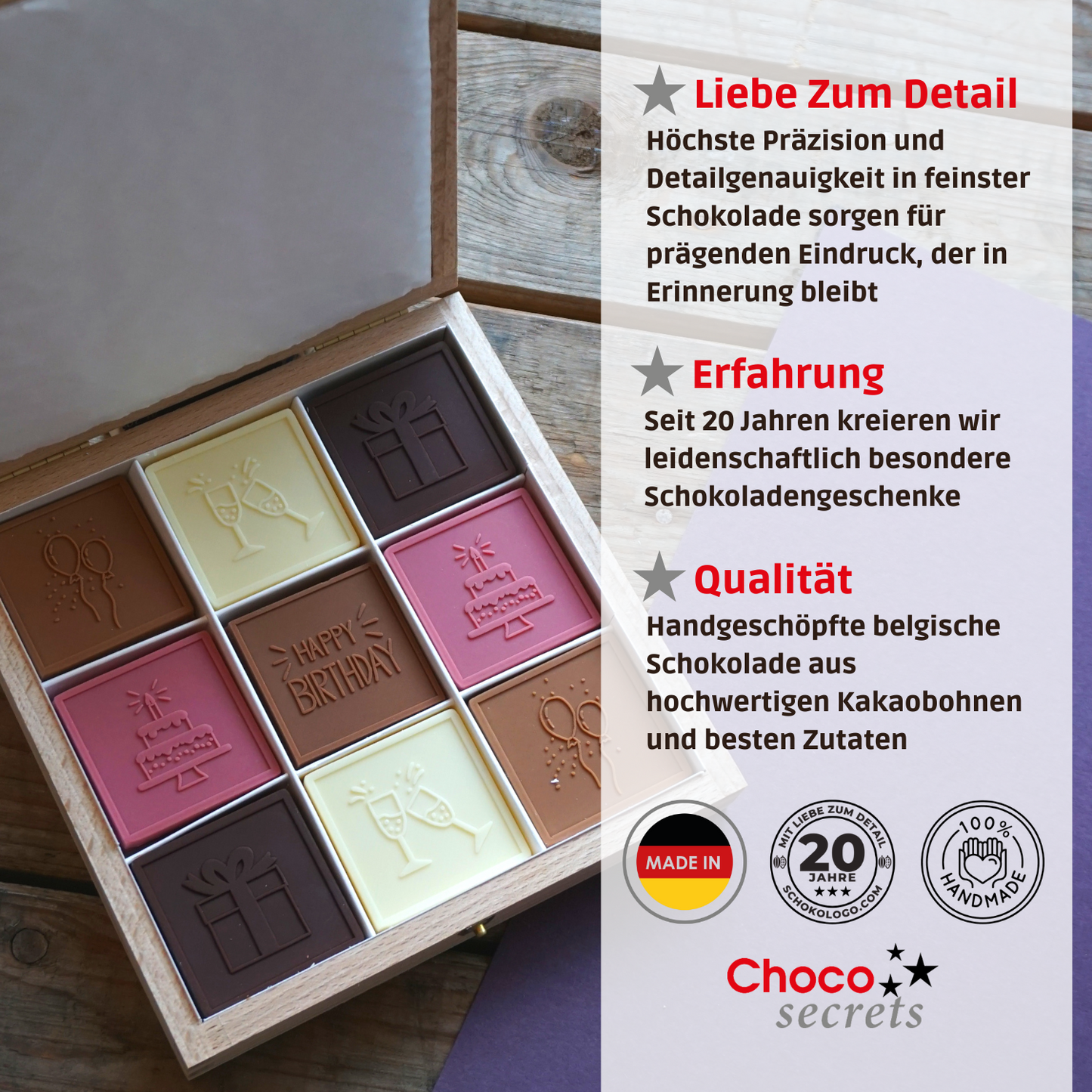 Caja de Cumpleaños de Chocolate "Happy Birthday - Pink Party"