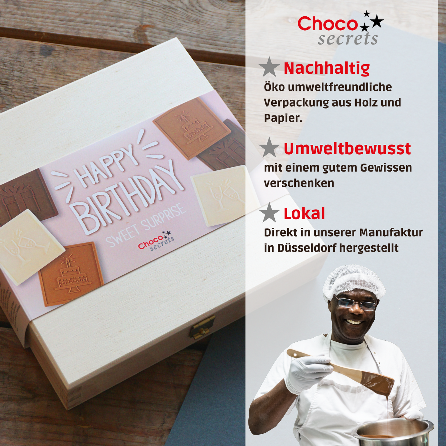 Caja de Cumpleaños de Chocolate "Happy Birthday - Sweet Surprise"