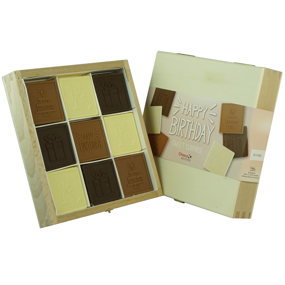 Caja de Cumpleaños de Chocolate "Happy Birthday - Sweet Surprise"