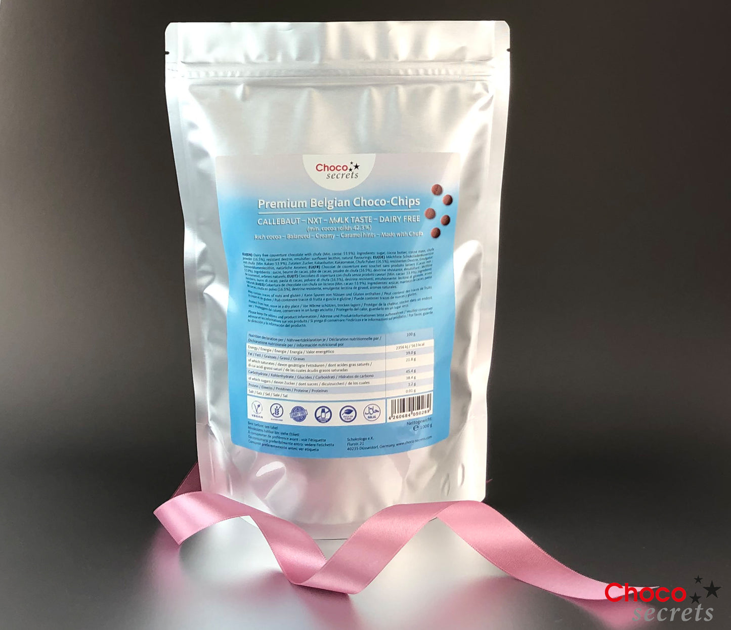 NXT M_LK 42.3% - Chocolat VEGAN au lait sans produits laitiers, 1 kg, en sachet refermable