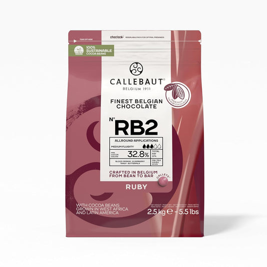 Callebaut Ruby RB2 32,8 % Las mejores chispas de chocolate con rubí belga 2,5 kg