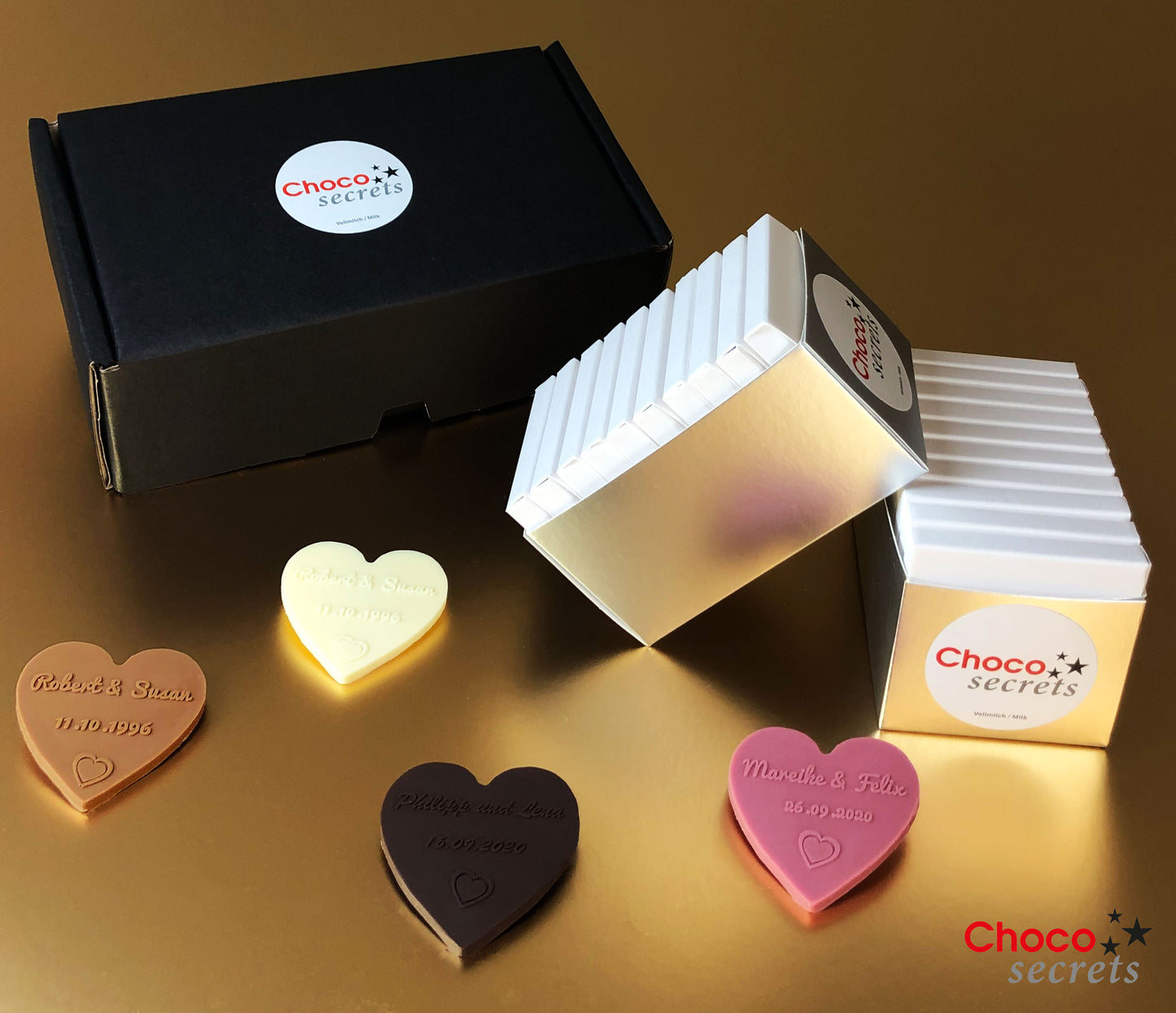 Cuori di cioccolato personalizzati