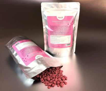 Callebaut Ruby 47.3% Finest Belgian Ruby Chocolate Chips 1 kg, in a resealable Bag